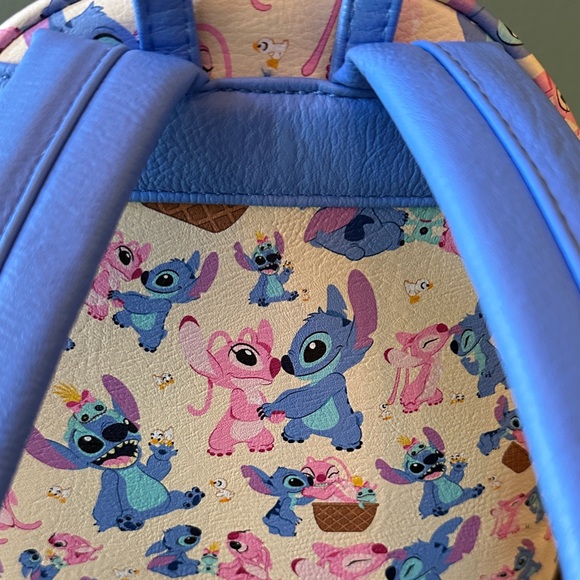 Loungefly Disney Parks Stitch and Angel Kids Backpack - Pink and Blue - Picture 6 of 10